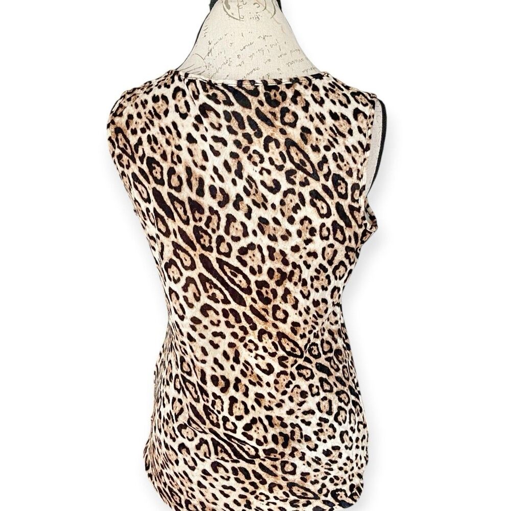 Kasper Women Small Sleeveless Leopard Print Knit Blouse Top Animal Pullover Y2k - Picture 3 of 12